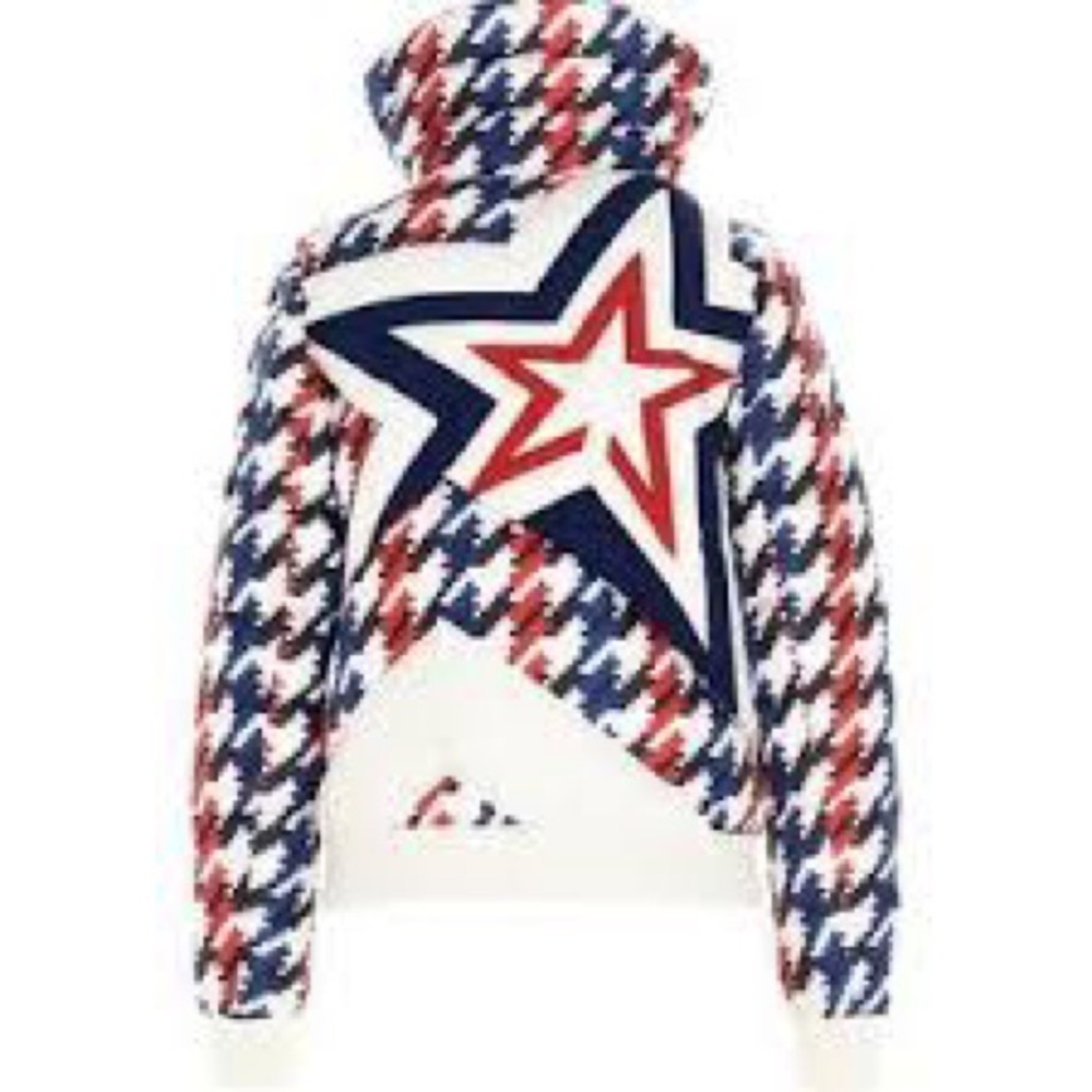 Perfect Moment Superstar red white and blue houndstooth down ski jacket XS